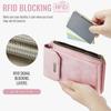 Multi-function Cellphone PU Leather 9 Card Slots Wallet Case with 2 Ropes for iPhone Samsung Xiaomi Anti-theft Brush Universal Size Zipper Bag