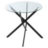 Dining Table with Clear Tempered Glass Top, Round Table with Metal Legs, Modern Kitchen Table for Dining Room Living Room, Black
