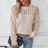 European and American Hollow Knitwear Women's Autumn and Winter New Pullover Solid Color Round Neck Sweater Women's Tops