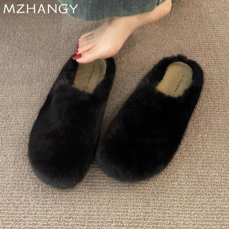 Леопардовый мех хлопковые тапочки зимние туфли на плоской подошве женские трендовые модные новые теплые повседневные удобные домашние туфли с открытой пяткой шлепанцы