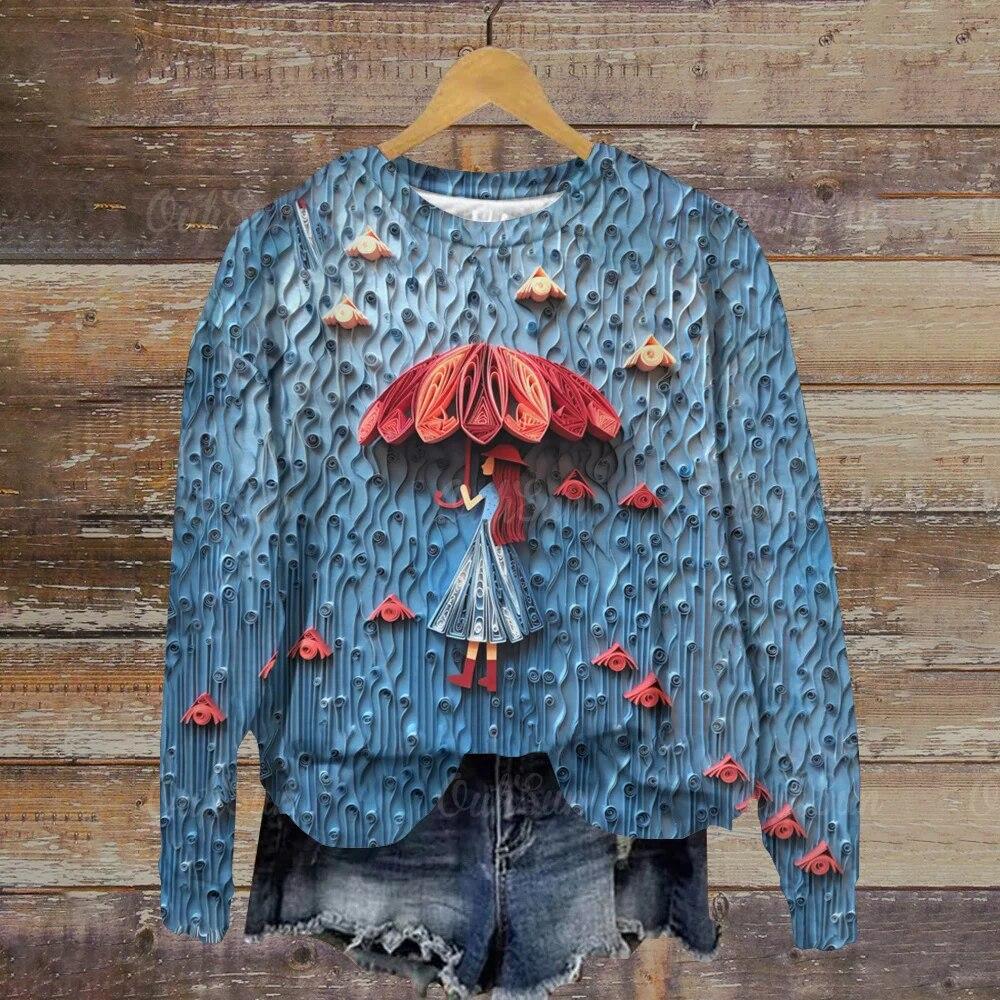 Женская толстовка с забавным узором, новинка 2024 года, пуловер, топ, повседневная толстовка с принтом в стиле Харадзюку для женщин, 3D-свитер, винтажные женские топы