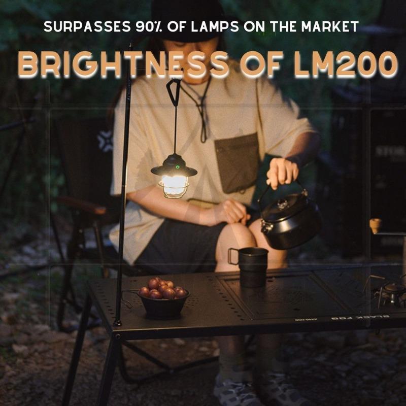 Vintage Lantern Waterproof Camping  Lamp For Outdoor Type-C USB Rechargeable LED 200 Lumens Brightness Adjustable LED