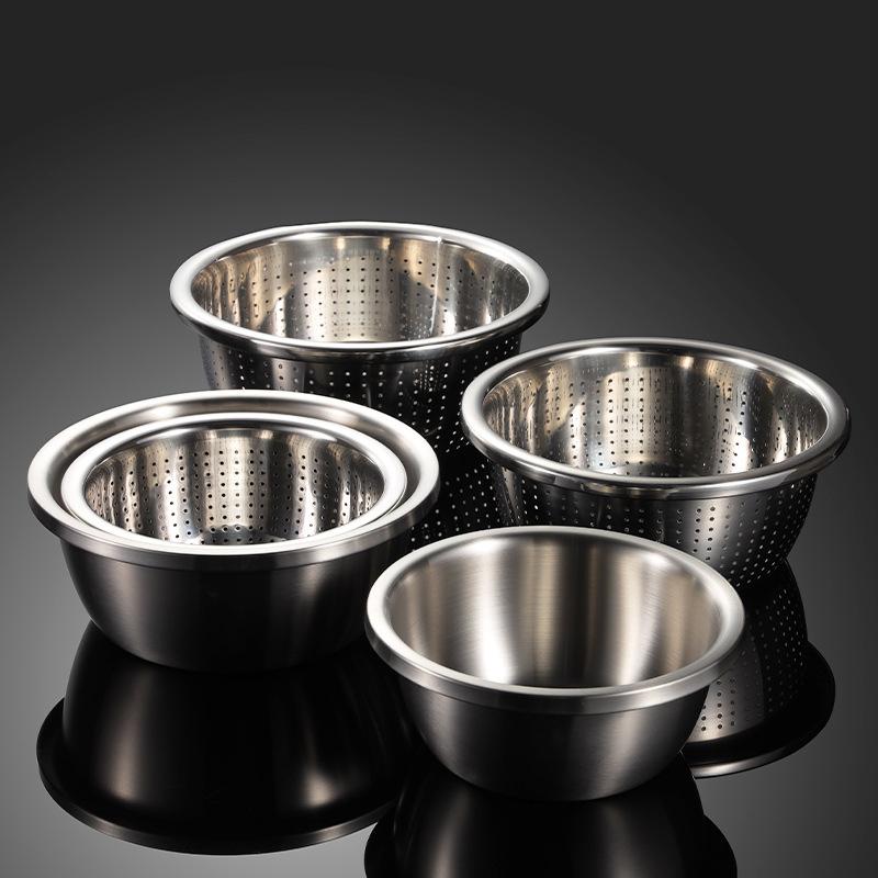 HANYANG 304 Чаша для смешивания из нержавеющей стали, утолщенная миска, широкая миска для супа, круглая миска для выпечки и лапши, для мытья посуды, слива, приготовления пищи