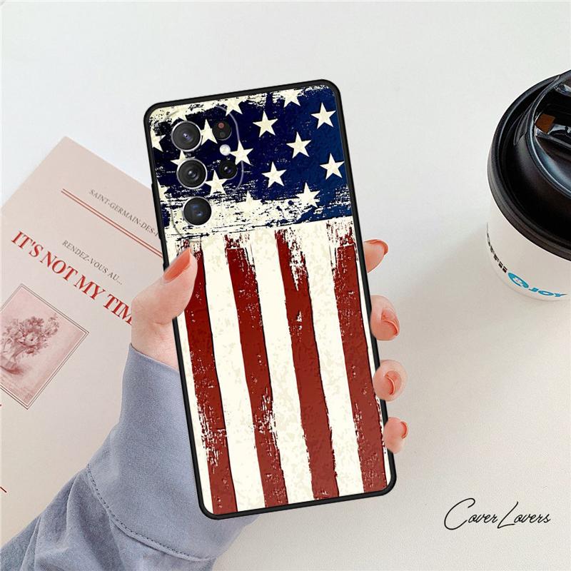 Чехол для телефона с флагом США Для Samsung Galaxy S24 S25 S23 S22 Ultra Note 10 20 Plus S20 S21 FE Чехол