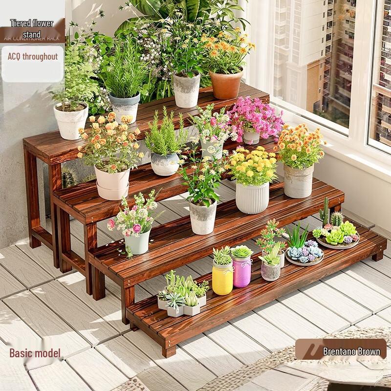 Solid Wood Multi-Tier Plant Stand