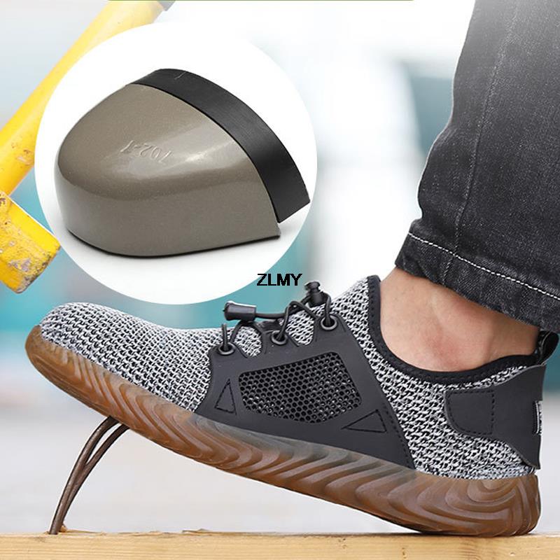 Модные сетчатые защитные ботинки для мужчин, летние рабочие ботинки со стальным носком, устойчивые к проколам, противоударные рабочие ботинки, дышащие защитные ботинки для мужчин