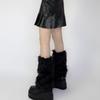 1 Pair Winter Calf Covers Faux Fur Fuzzy Anti-slip Solid Color Elastic Thickened Daily Wear Sports Outing Leg Warmers