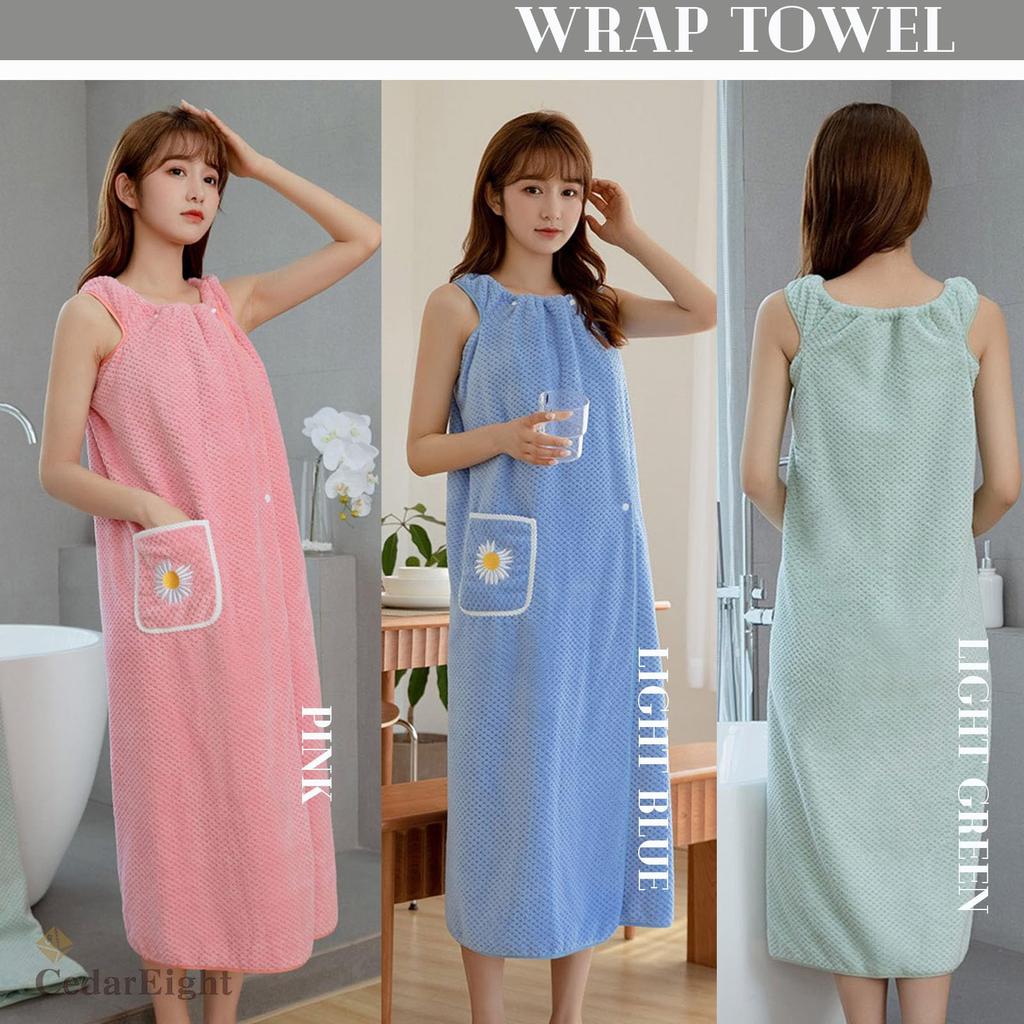 Cedar Eight Wrap Towel, Wearable Bath Towel for Adults, Perfect for Changing Clothes, Gyms, Hot Springs, Saunas, Beach Towels, and More (Pink)