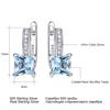 5 мм Nano Sky Blue Topaz Square 925 Sterling Silver Clip Earrings AAA White Round Zircon Women Earrings