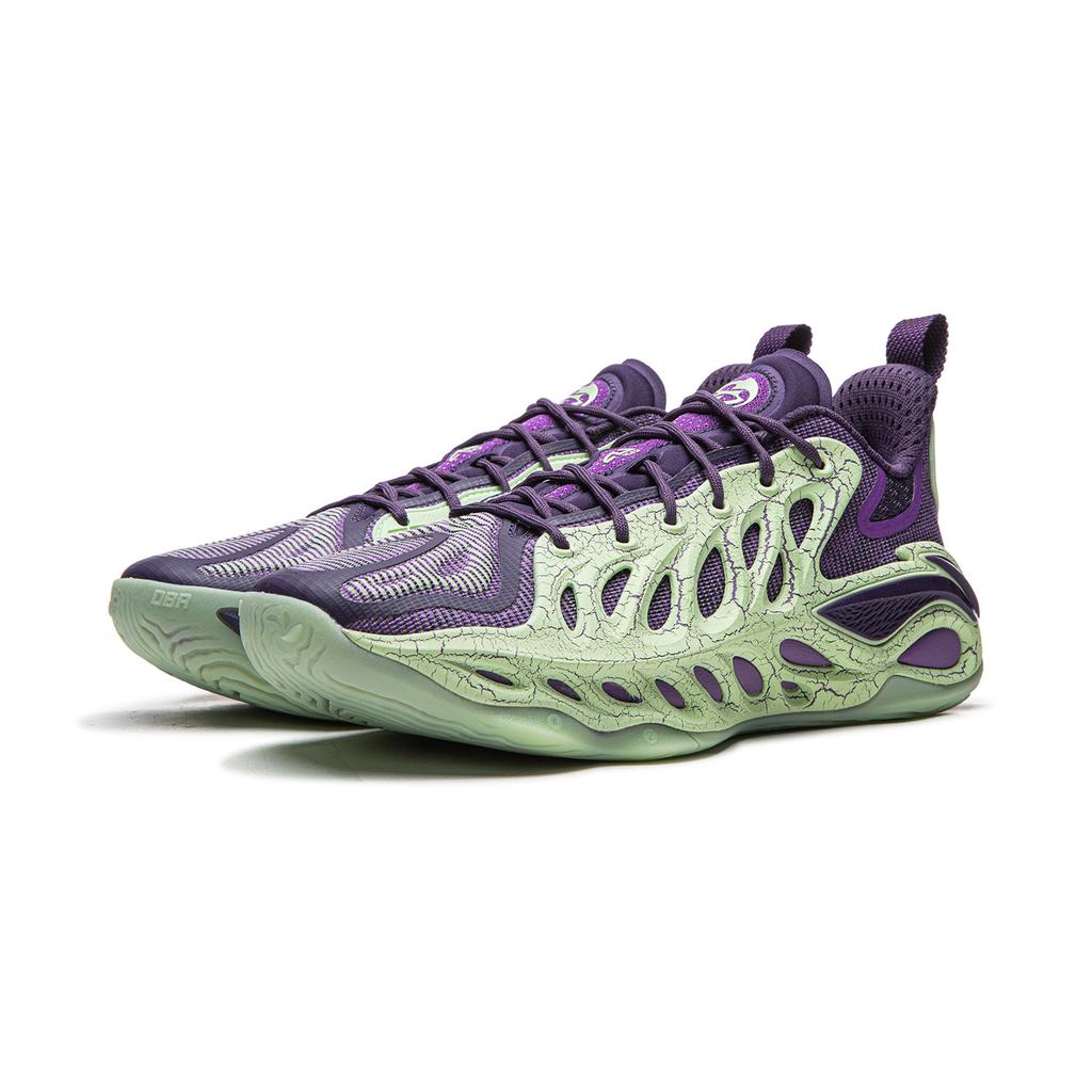 Li Ning Reverse 5 Hunter 2 Super Demon Technology Сетчатые Баскетбольные Кроссовки Мужские Кроссовки Фиолетовый Зеленый ABFW013-10
