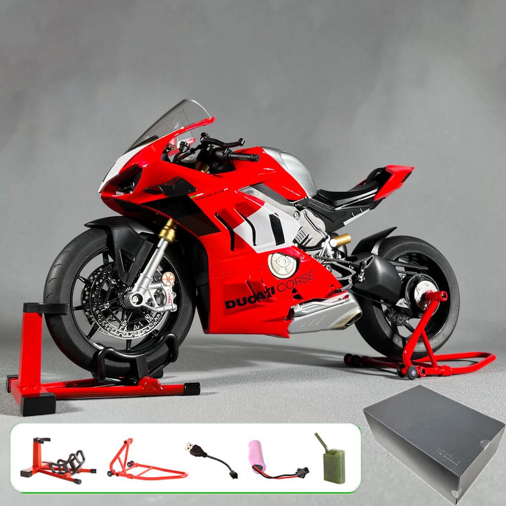 Спрей 1:6  Ducati V4S 1/9 H2R Racing мотоцикл Сплав Литье под давлением Модель автомобиля Звук и свет Динамические украшения Коллекция