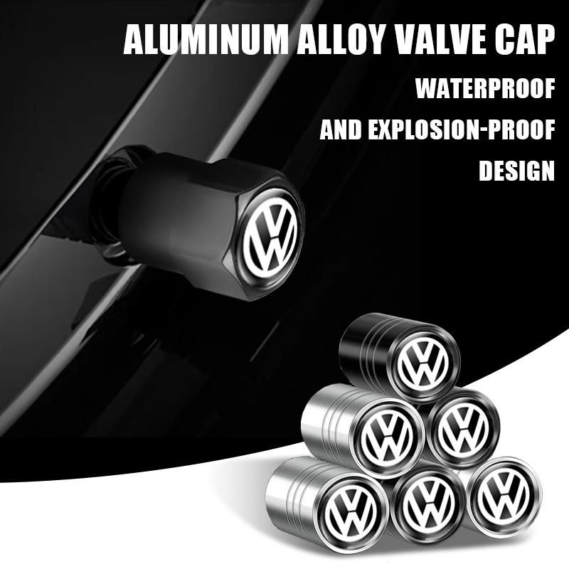 SVLHP1 4Pcs Car Logo Metal Wheel Tire Valve Stem Caps Accessories For Volkswagen VW GTI R Golf 5 7 6 4 Polo Tiguan Passat Jetta Lavida