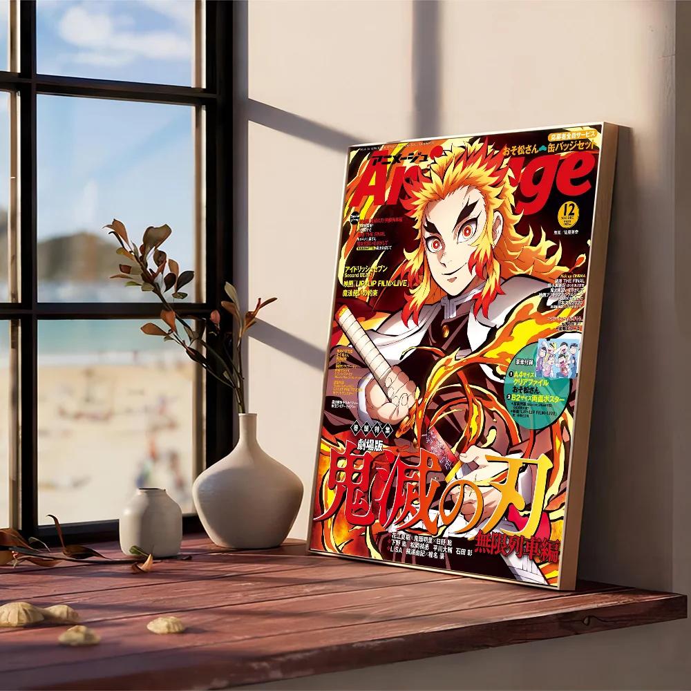 Аниме Demon Slayer R-Rengoku Kyoujurou Плакат Аниме Постеры Липкие HD Качество Настенные Ретро Постеры для Домашнего Декора Комнаты Kawaii