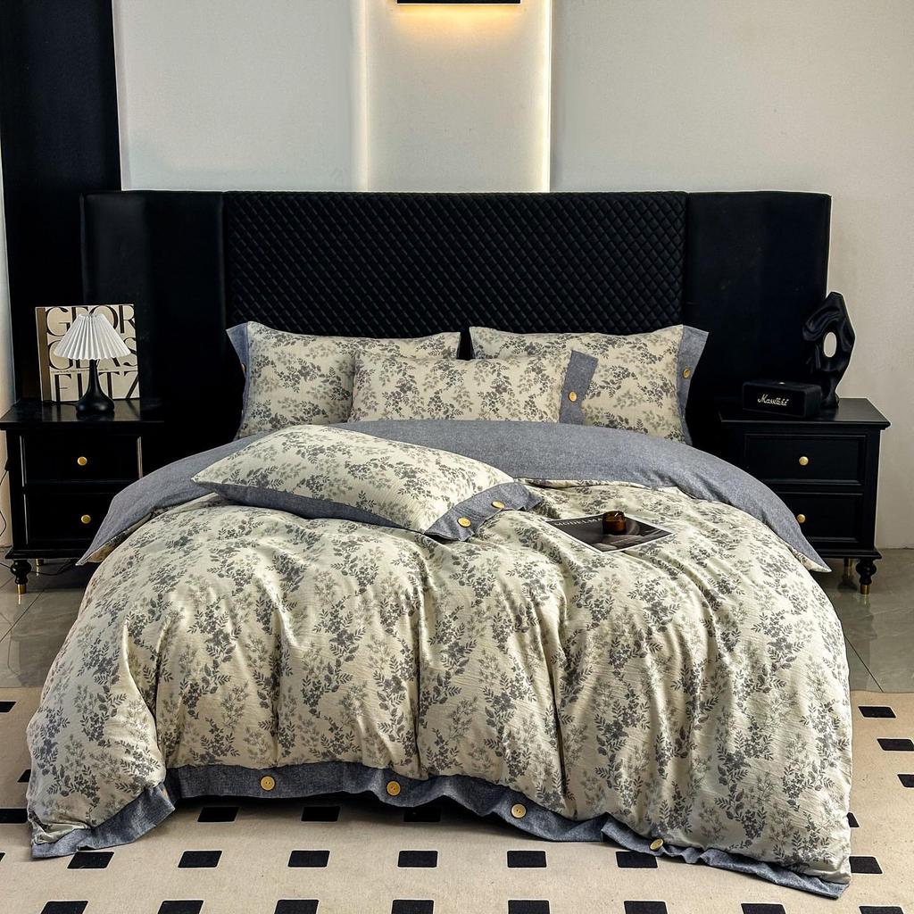Retro Linen Cotton Brushed Double Bedding Set