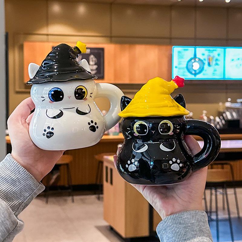 Birthday Gift Creative Halloween Cat Ceramic Mug Girls High Value Gift Girlfriends Practical Gift Box