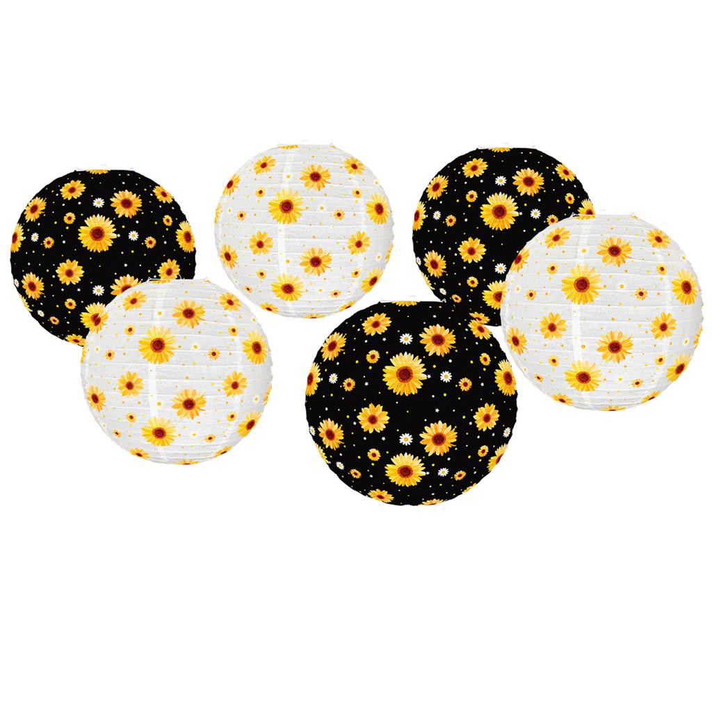 6Pcs Stylish Sunflower Paper Lanterns 8 Inch Hanging Round Lanterns for Indoor and Outdoor Party Decorations
