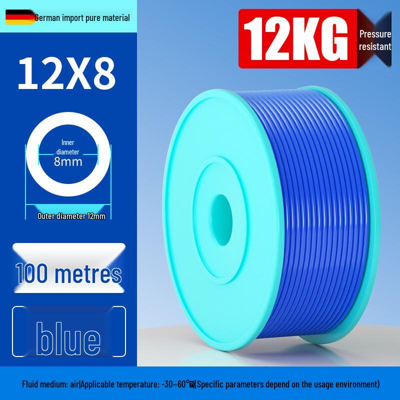 High-Pressure PU 8mm Pneumatic Air Compressor Hose, Transparent, Available in 10/6.5mm and 4/6/12/14/16mm Sizes