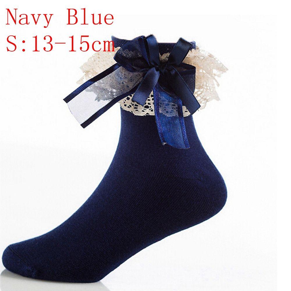 Cute Baby Girls Sweet Short Lace Frilly Ruffle Princess Socks Cotton Big Bow