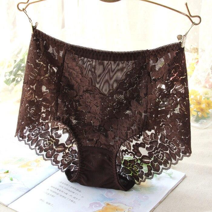 Ladies Sexy Mesh Panties High-waist Seamless Lace Underwear Briefs Transparent Silk Women Cotton Health Knickers Lingerie XXXL