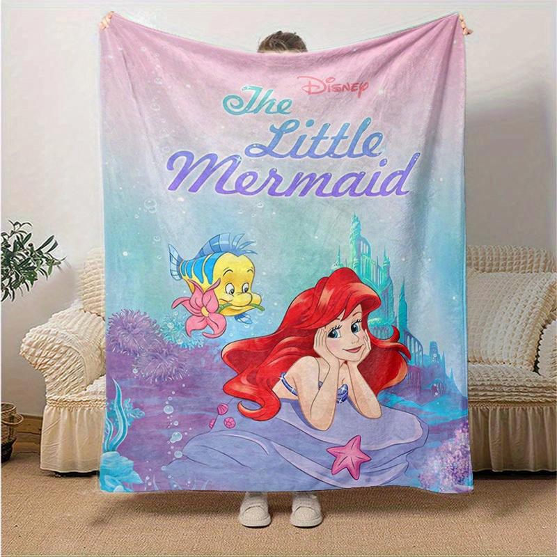1pc, Disney The Little Mermaid Ariel & Flounder Throw Blanket Soft Coverlet for Bed, Couch, Travel, Camping, Car, Beach, Office Nap