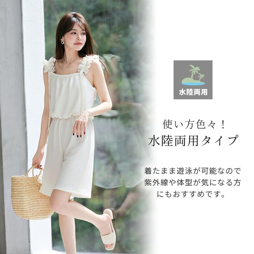 Женский рашгард Teddy с оборками на плечах, полная защита, амфибийный, rashguard074 (JP, Алфавит, L, Стандартный, Черный)