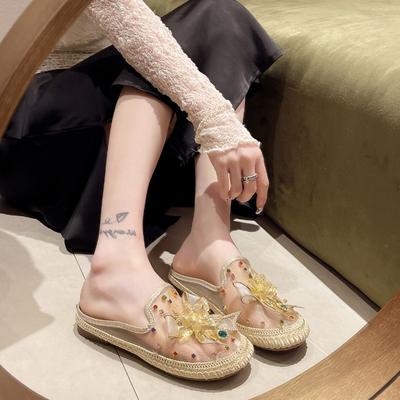 Модные женские модные тапочки Baotou, осенние новые сетчатые дышащие ромбовидные бабочки, мягкая подошва, нескользящие одинарные туфли