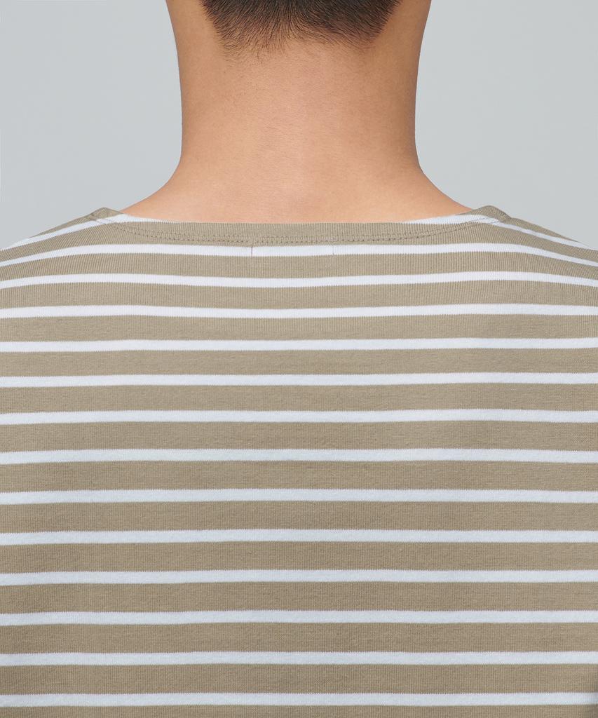MUSINSA STANDARD Striped Boat Neck Long Sleeve T-Shirt [Beige/Ivory]