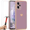 Case + Tempered Glasses - Xiaomi - Redmi Note 12 Pro+ 5G - Purple - Shockproof - Golden Heart Pattern