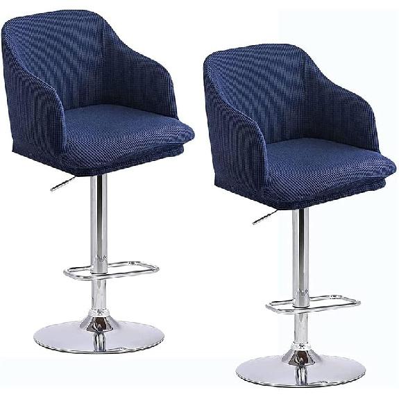 Set of 2 Dining Chair Covers Slipcover with Armrest Curved Back, Height Bar Stools Covers Back Chair Protector for Dining,B