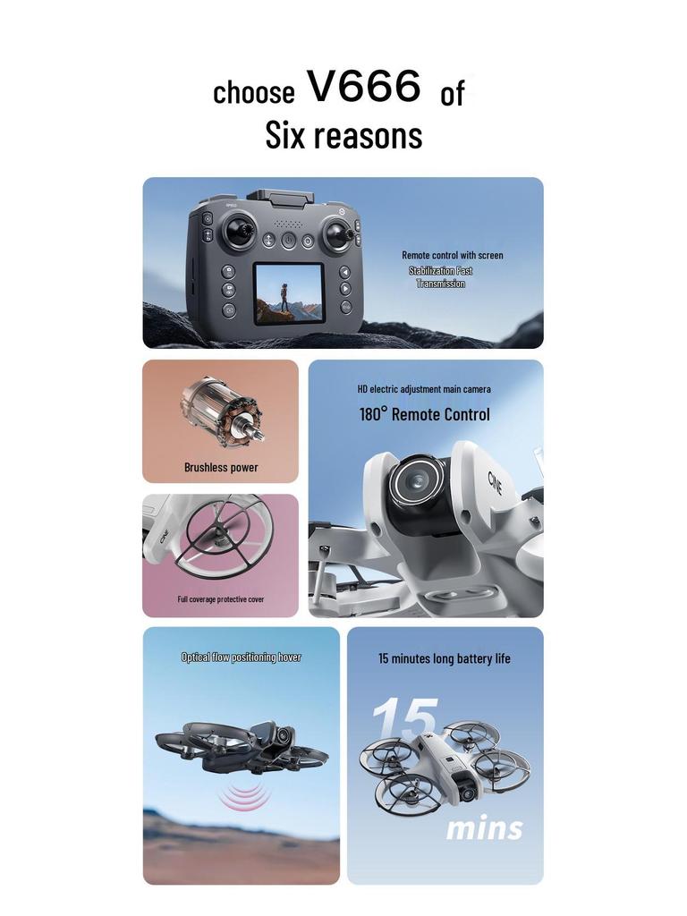 V666 8K HD Дрон: Аэрофотосъемка, Обход препятствий, Бесколлекторный двигатель, Радиоуправляемый летательный аппарат