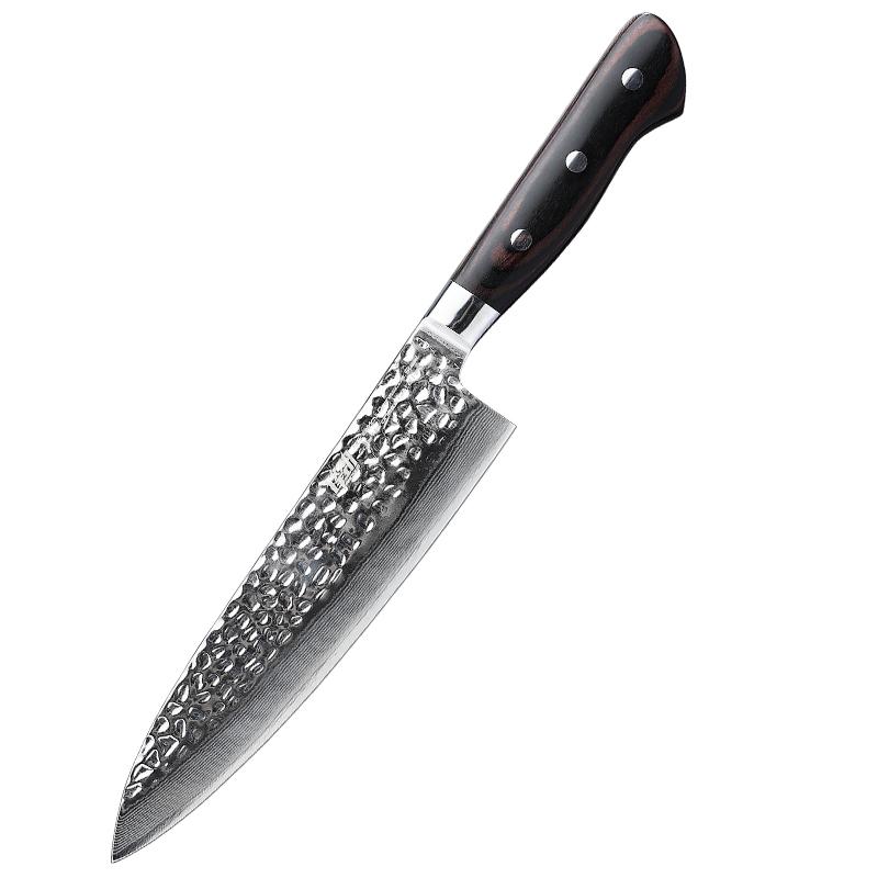 FINDKING Серия Raven Дамасская сталь Кромка 8-дюймовый нож шеф-повара Гюто Острый кухонный нож Японские разделочные ножи Рукоять из дерева пакка