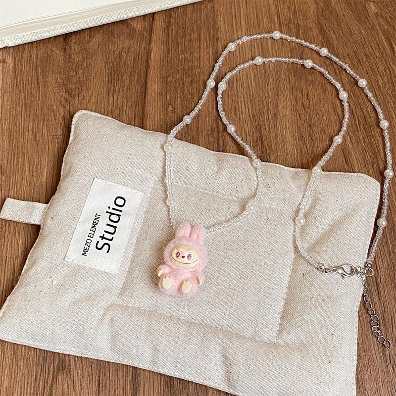 Colorful Labubu Bead Necklace for Women 2025 New Popular Fashion Accessory Niche Design Collarbone Chain