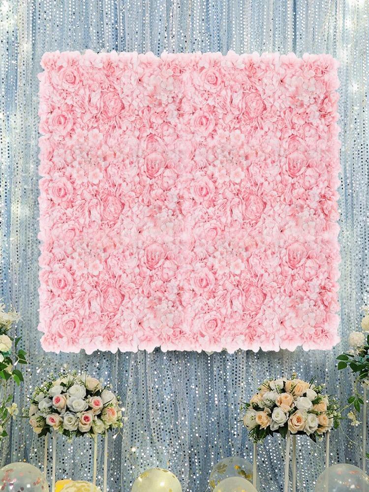 40*60 см Цветочный настенный коврик Искусственные цветочные настенные панели Шелковые розовые гортензиевые цветочные панели для фона Свадебная вечеринка настенное украшение