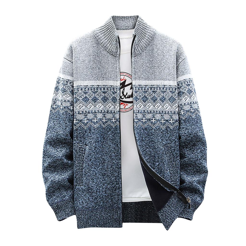 Men's Fall And Winter Casual Sweater Jacket Warm Knit Sweater Hooded Hoodie