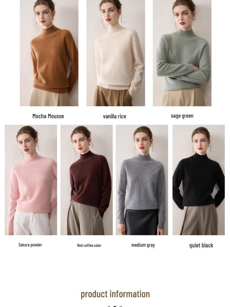 Women's 100% Pure Cashmere Sweater - Solid Color, Versatile & Warm Knit Base Layer.