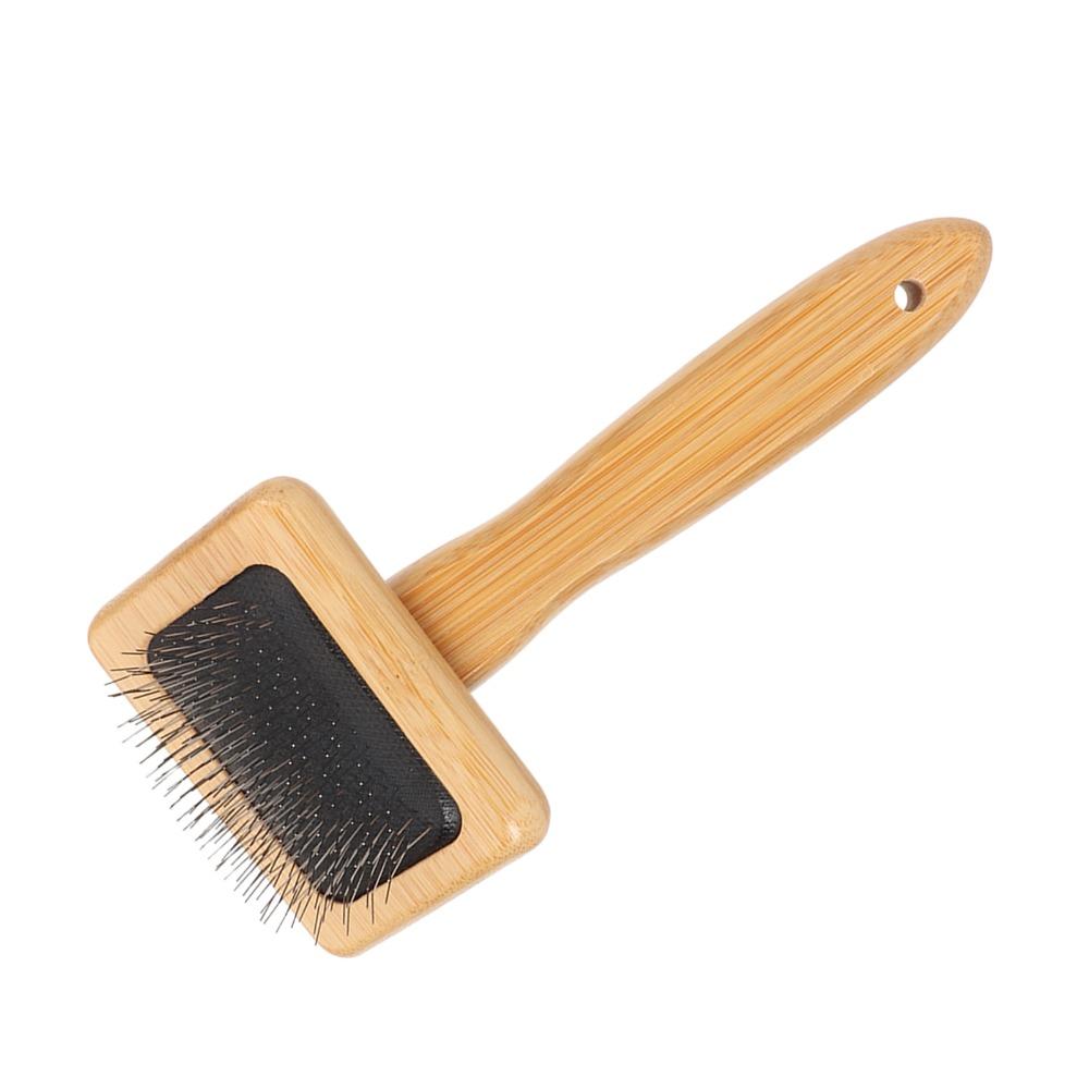 Fine Polished Bristles Pet Slicker Brush Wooden Handle Fringe Comb Durable Cleaning Brush For Dogs