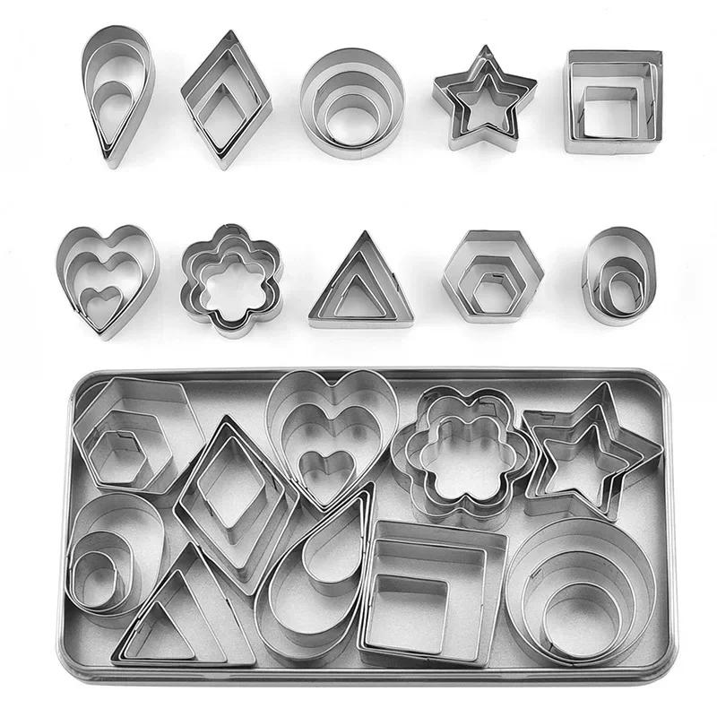 30Pcs Cookie Mold Stainless Steel Sugar Biscuit Press Stamp Embosser Cookie Cutter Fondant Cake Mold Pastry Baking Accesories