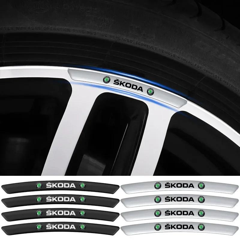 DPO3 Car Wheel Rim Badge Creative Decoration Decals Styling Auto Aluminum Trim Sticker for Skoda fabia octavia Rapid kodiaq superb A5