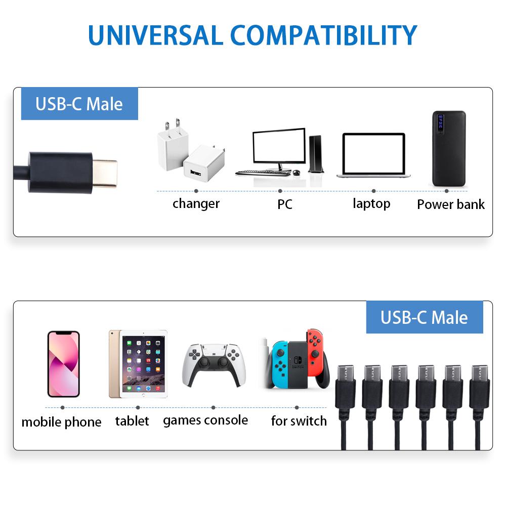 6 в 1 Type-C USB C разветвительный кабель 50 см 8 150 см Type-C 6 в 1 зарядный кабель для нескольких зарядок