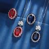Jewelry Copper Bottom Gold Plating Simulation Red Corundum Blue Spinel Gas Black Gold Color Separation Women'S Set 13 * 18