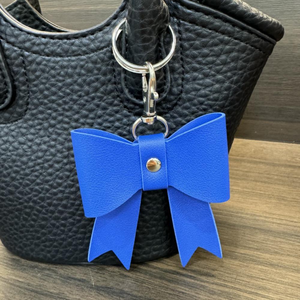 Trendy Pu Key Chain Luxury Bag Pendant Creative Bowknot Leather Keyring  Backpack Decor