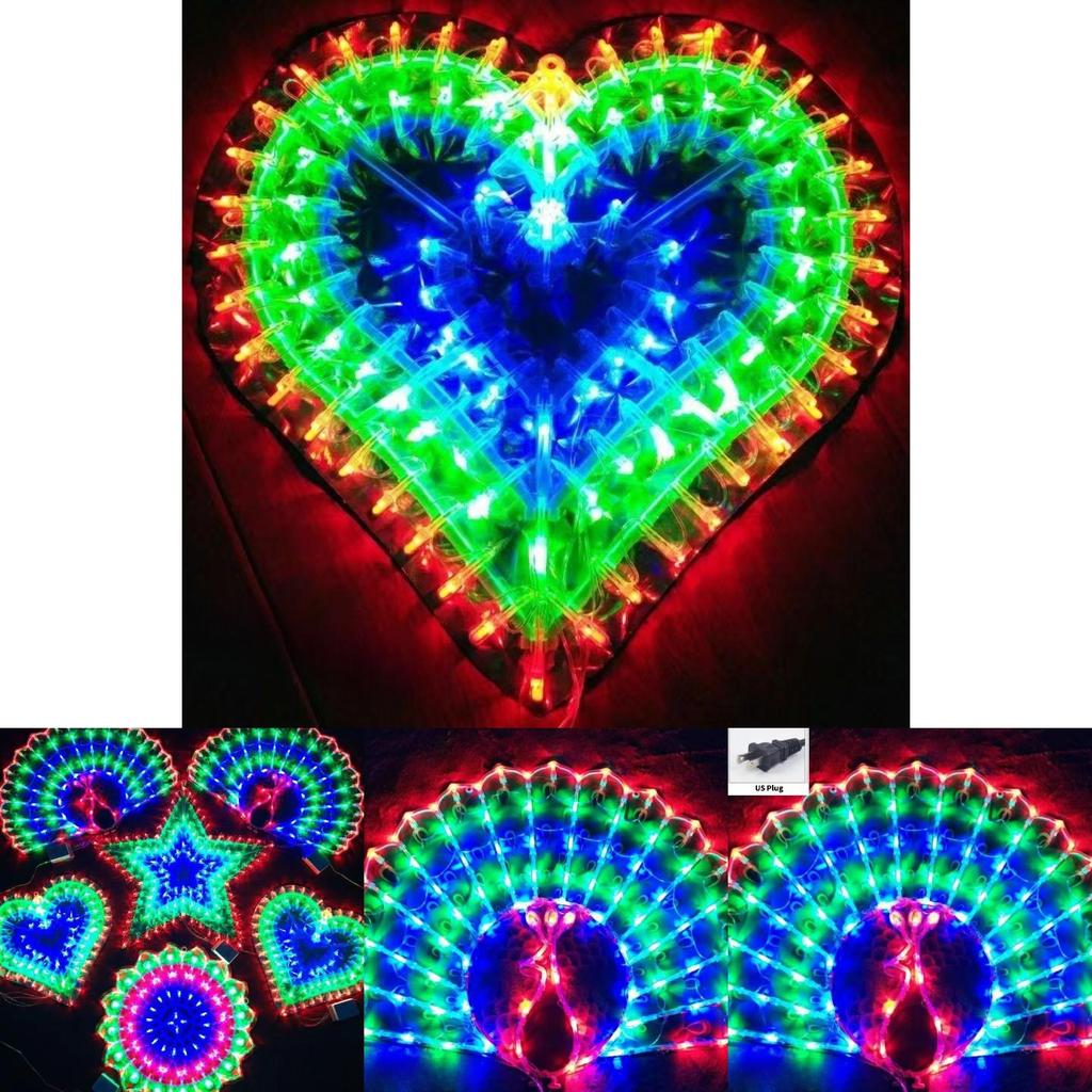 Sunflower Star Peacock Heart Shape Led String Lights For Home And Outdoor Festivities