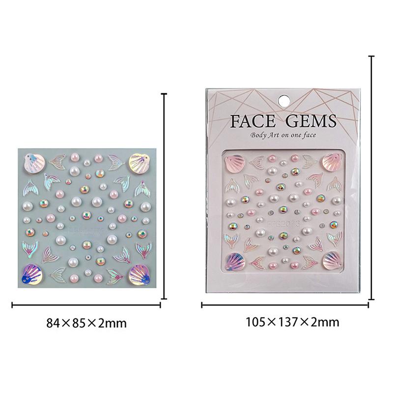 1 лист Dreamy Diamond Patch 3D Face Jewels Mermaid Rose Временные татуировки Наклейки Sweet Diy Body Art Украшения Макияж