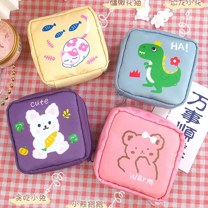 Cute Mini Cosmetic Bag Cartoon Coin Purse Portable Women Small Pouch Makeup Organizer Case Sanitary Napkin Lipstick Storage Bag