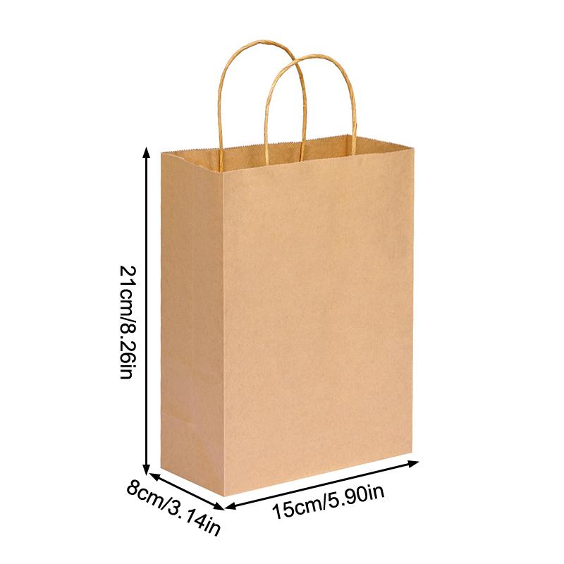 30 шт. коричневых крафт-бумажных пакетов с ручками, подарочные пакеты для малого бизнеса, сумки для покупок, рождественские сувениры для вечеринок