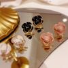 Серьги с цветком камелии, женские маленькие ароматные серьги в стиле ретро с двойным темпераментом C