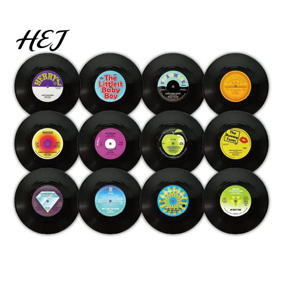 Natural Wood Decor for Home Office Retro Elk/Vinyl Record Coasters, Decorative Wooden Cup Mats, Insulated Table Wilderness Landscape Pattern Coasters