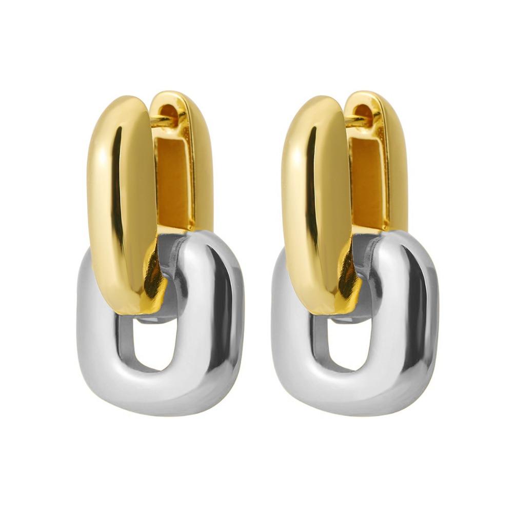 Copper Base Interlocking Earrings Oval Shape Double Loop Earrings  Fashion Accessories