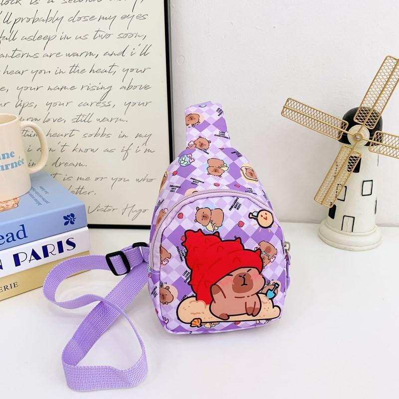 Cartoon Cute Capybara Printed Children Shoulder Bag Chest Pack For Outdoor Use