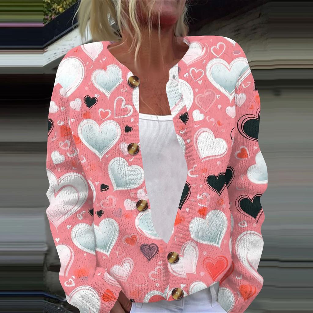 Женская модная принтованная куртка с длинным рукавом и вязанным кардиганом на пуговицах